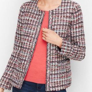Talbots Adele Tweed Jacket NWT Red Boucle Fringe Trim Career Preppy Sz S